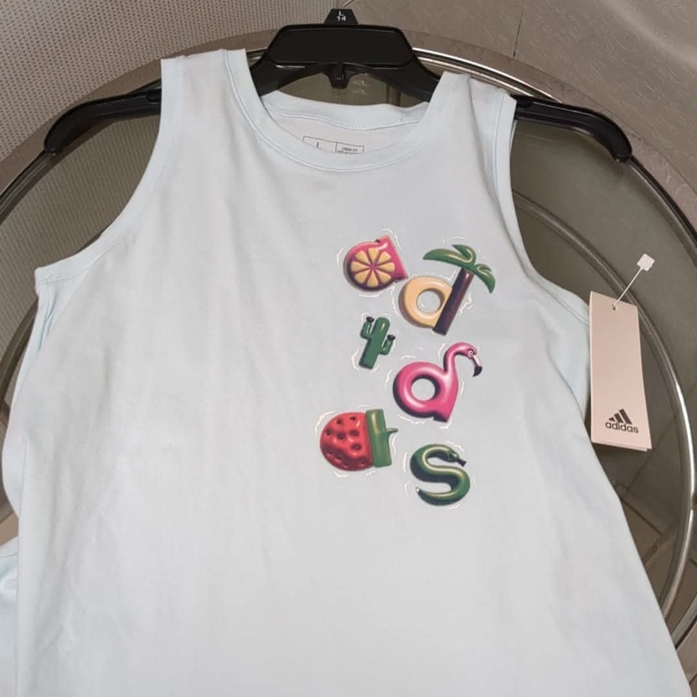 Adidas Kids' Pastel Blue Tank with Fun Graphic